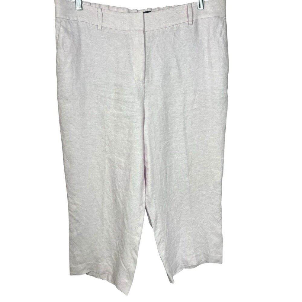 Talbots Nantucket Wide Leg Capri‎ Pants 16P Lilac Linen Crop Resort Quiet Luxury